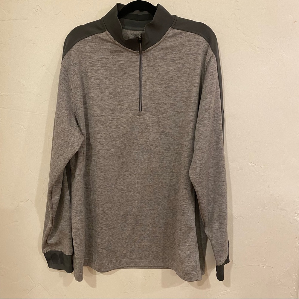 Nike Golf Dri-FIT Mens XL Quarter Zip Pullover Heather Gray Charcoal Long Sleeve